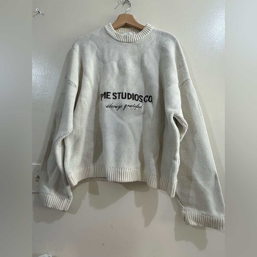 EME STUDIOS Cream Crewneck Logo Sweater
